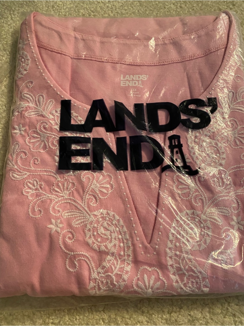 Lands' End Pink Embroidered Sleeveless Swim Cover-up -3X Size